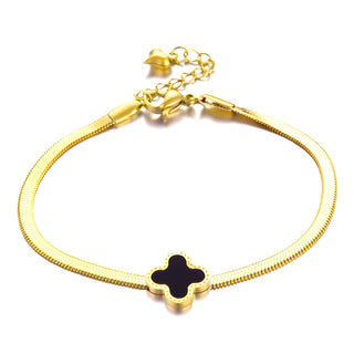 Water Resistant 18K gold plated Stainless steel Clover bracelet in Gold