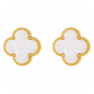 Water Resistant 18K gold plated Stainless steel enamel Stud Earrings in Gold