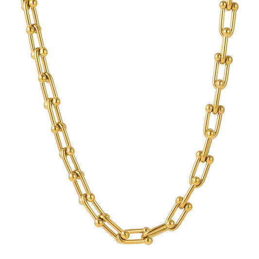 Water Resistant 18K gold plated Stainless steel Trendy Chain Necklace in Gold