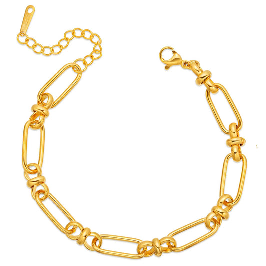 Water Resistant 18K gold plated Stainless steel Willow chain bracelet in gold