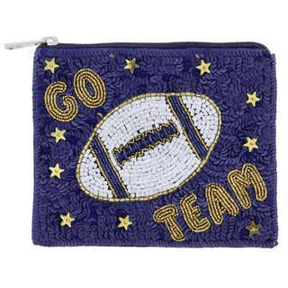 Navy Sequins "GO TEAM" Sequins Coin Purse