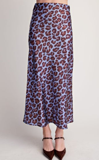 Blue Crush Leopard Midi Skirt