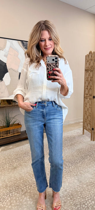 Melissa Mid Rise Raw Hem