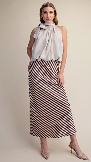 Espresso Stripe Midi Skirt