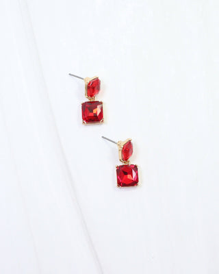 Dupree Crystal Drop Earring Red