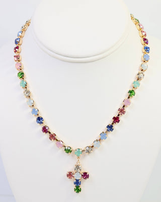 Santa Rosa Rhinestone Cross Necklace Multi