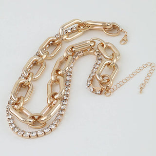 Double Bejeweled Chain Choker Necklace
