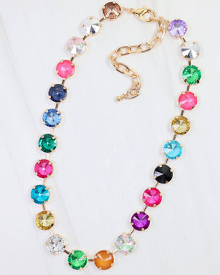 Shalimar Large Rhinestone Necklace Dark Multi