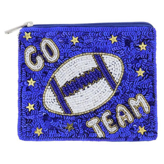 Royal Blue Beaded "GO TEAM" Coin Purse