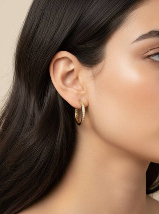 Pave Hoop Earrings in Gold