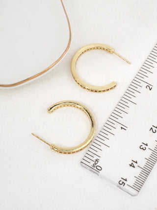Pave Hoop Earrings in Gold