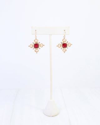 Conifer Crystal and Pearl Earring Red