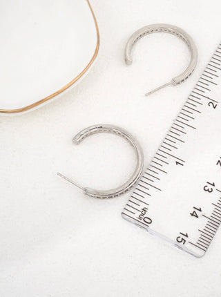 Pave Hoop Earrings in Silver