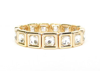 Gold Clear Crystal Stretch Bracelet