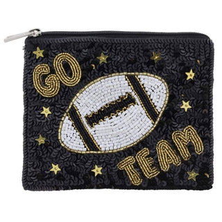 Black Beaded "GO TEAM"  Coin Purse