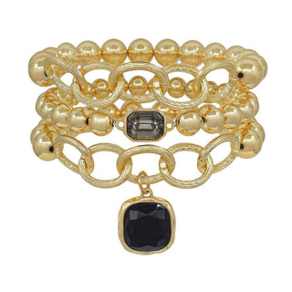 Meet You there Black Stone Stretch Bracelet