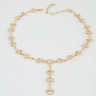 Wren Horseshoe Chain Drop Necklace in Gold