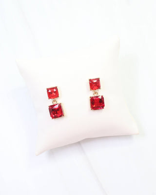 Dupree Crystal Drop Earring Red