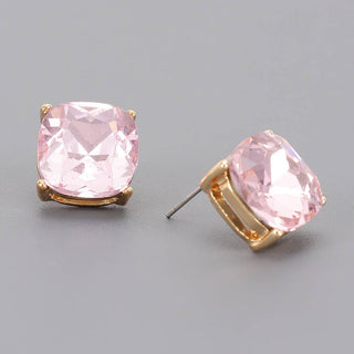 Color Me Happy Square Crystal Stud Earrings