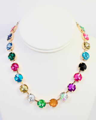 Shalimar Large Rhinestone Necklace Dark Multi