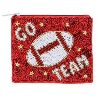 Red Sequins "GO TEAM"  Coin Purse