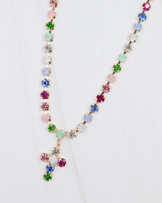 Santa Rosa Rhinestone Cross Necklace Multi