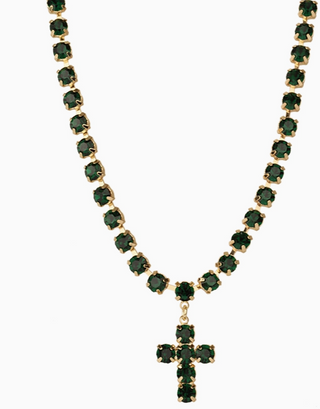 Santa Rosa Cross Necklace Emerald Green